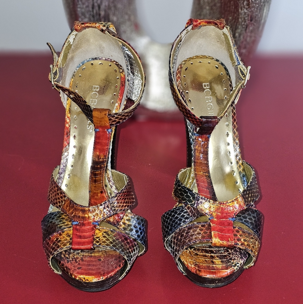 BCBG Vibrant Strappy Heels